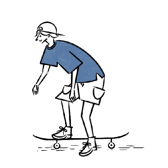 イラスト：スケボーをする男性